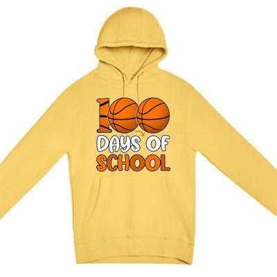 100 Days Of School Basketball Fan Cute Premium Pullover Hoodie