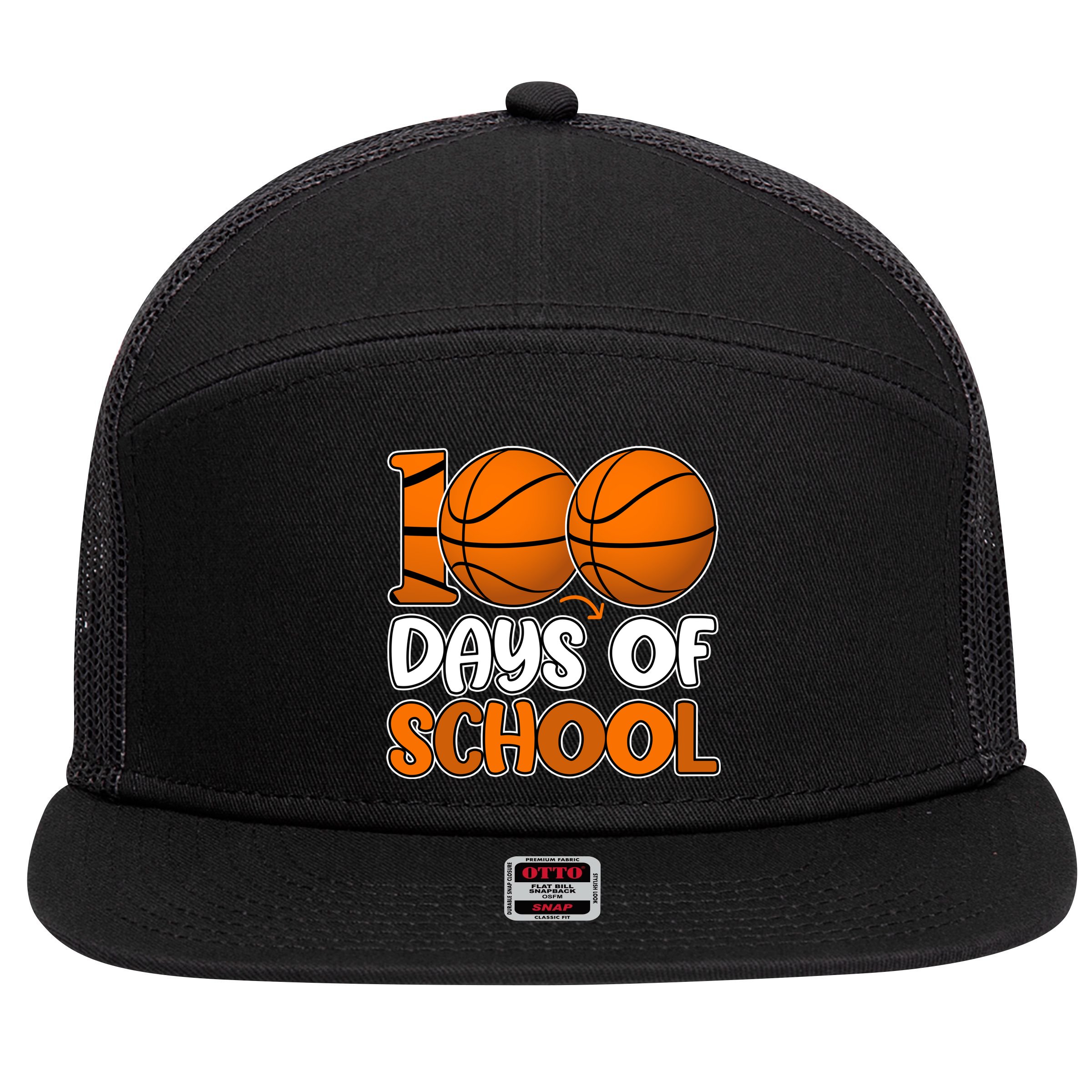 100 Days Of School Basketball Fan Cute 7 Panel Mesh Trucker Snapback Hat