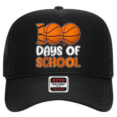 100 Days Of School Basketball Fan Cute High Crown Mesh Back Trucker Hat