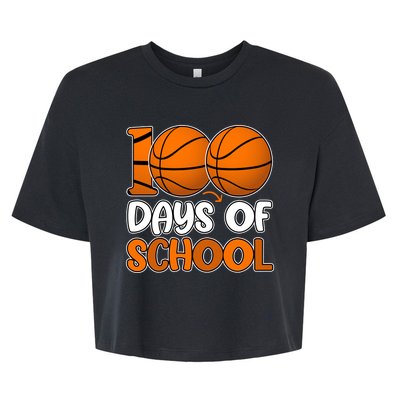 100 Days Of School Basketball Fan Cute Bella+Canvas Jersey Crop Tee