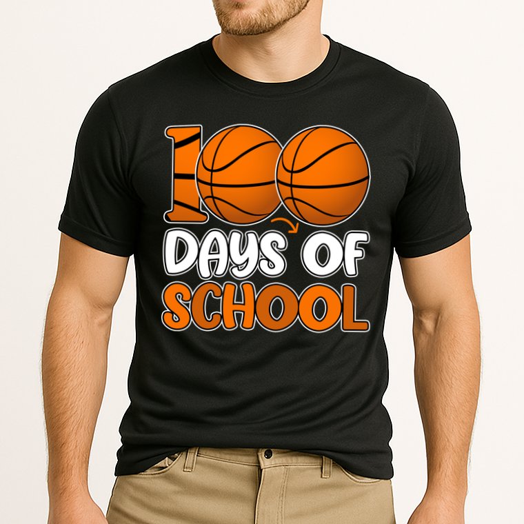 100 Days Of School Basketball Fan Cute Cooling Performance Crew T-Shirt