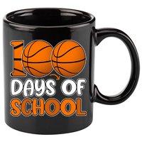 100 Days Of School Basketball Fan Cute 11oz C Handle Ceramic Mug