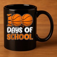 100 Days Of School Basketball Fan Cute 11oz C Handle Ceramic Mug