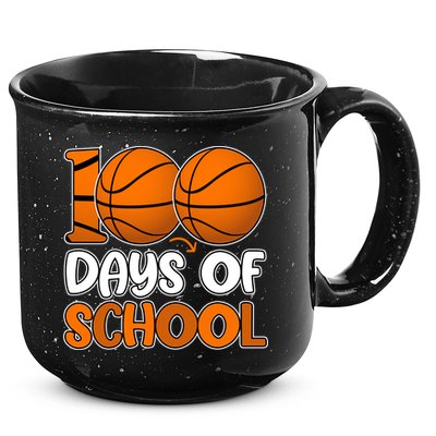 100 Days Of School Basketball Fan Cute 15oz Campfire Ceramic Mug
