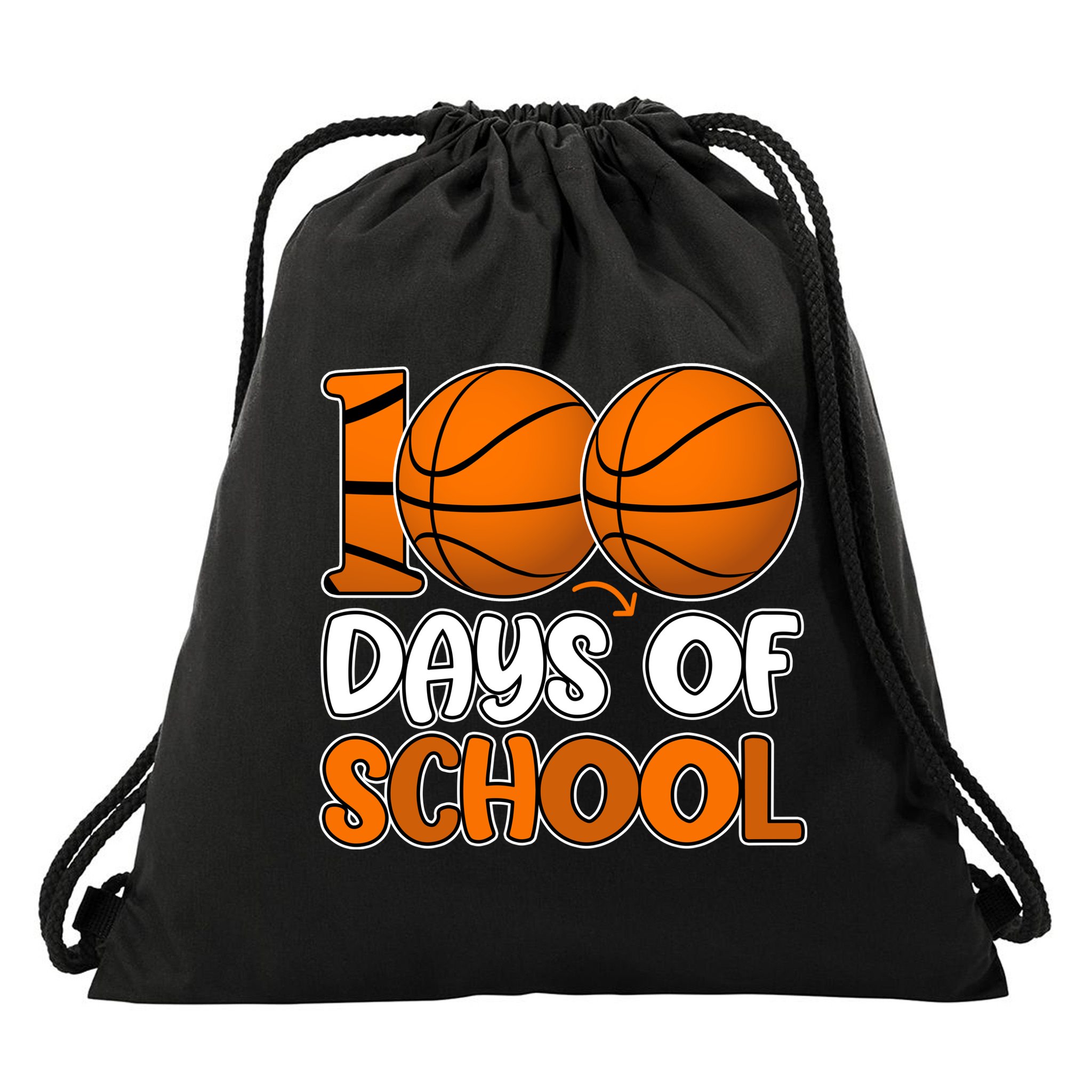 100 Days Of School Basketball Fan Cute Drawstring Bag