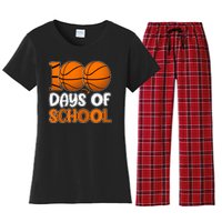 100 Days Of School Basketball Fan Cute Women's Flannel Pajama Set