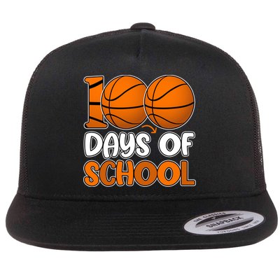 100 Days Of School Basketball Fan Cute Flat Bill Trucker Hat