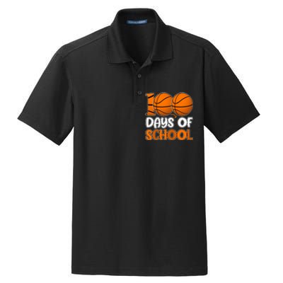 100 Days Of School Basketball Fan Cute Dry Zone Grid Polo