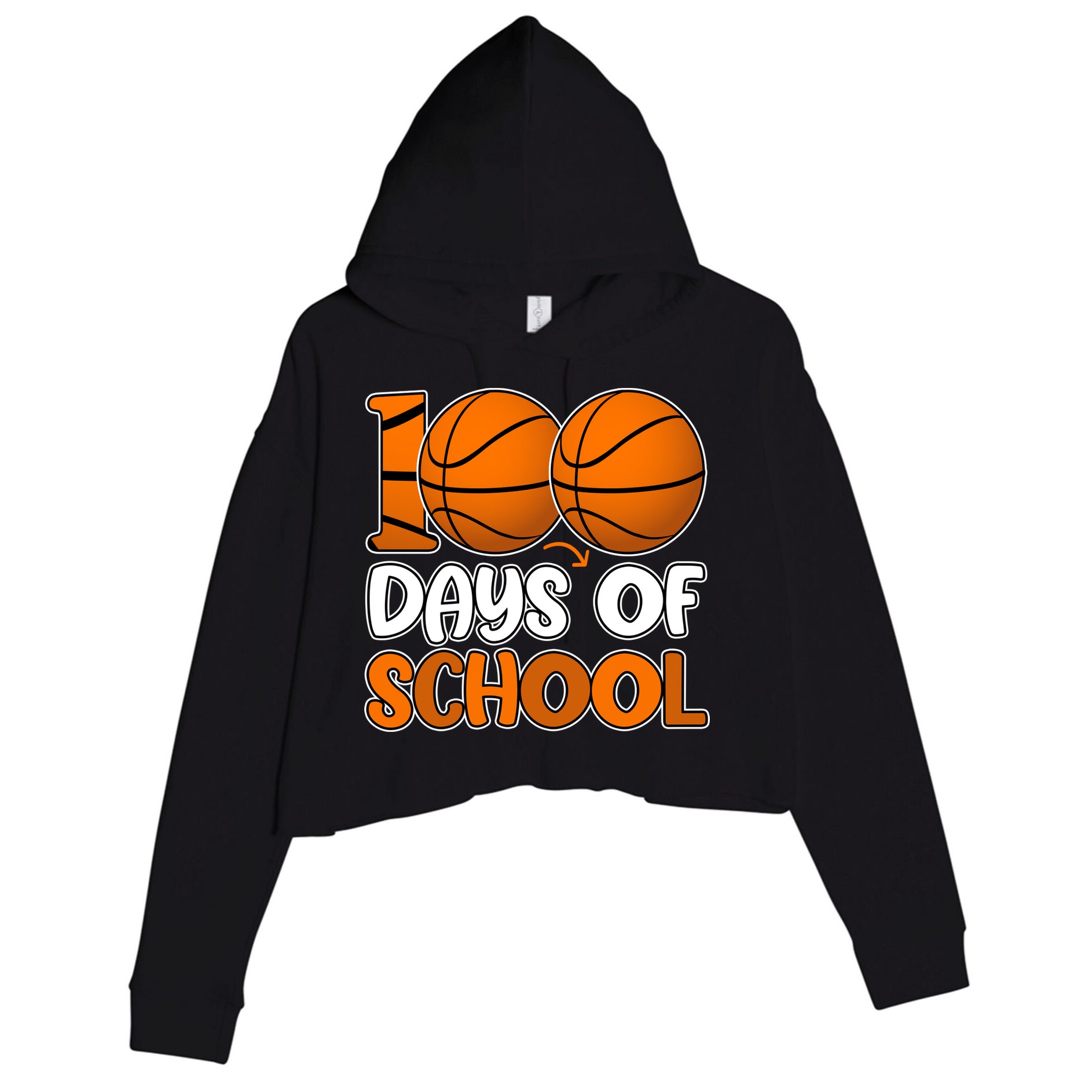 100 Days Of School Basketball Fan Cute Crop Fleece Hoodie