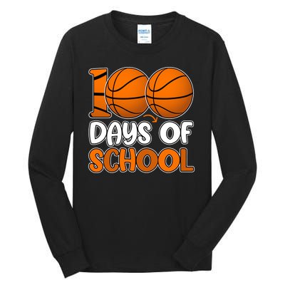 100 Days Of School Basketball Fan Cute Tall Long Sleeve T-Shirt