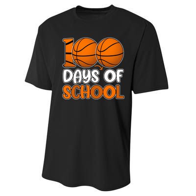 100 Days Of School Basketball Fan Cute Performance Sprint T-Shirt