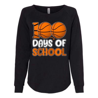 100 Days Of School Basketball Fan Cute Womens California Wash Sweatshirt