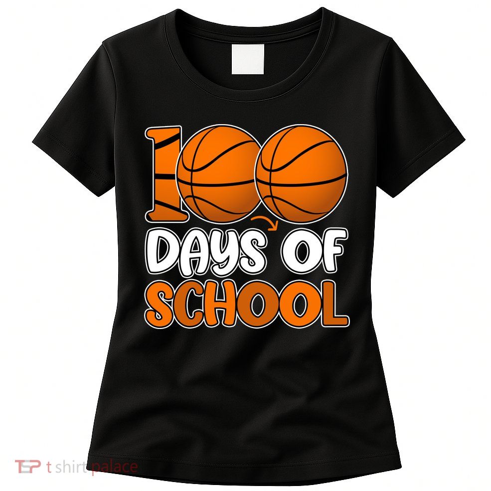 100 Days Of School Basketball Fan Cute Women's T-Shirt