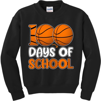 100 Days Of School Basketball Fan Cute Kids Sweatshirt