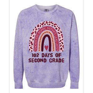 102 Day Of 2Nd Grade Rainbow 102 Day Of Second Grade Gift Colorblast Crewneck Sweatshirt