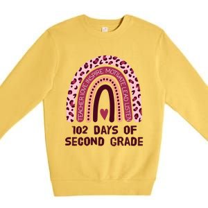 102 Day Of 2Nd Grade Rainbow 102 Day Of Second Grade Gift Premium Crewneck Sweatshirt