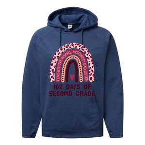 102 Day Of 2Nd Grade Rainbow 102 Day Of Second Grade Gift Performance Fleece Hoodie