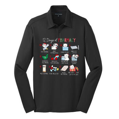 12 Days Of Pharmacy Christmas Pharmacist Tech Medication Silk Touch Performance Long Sleeve Polo