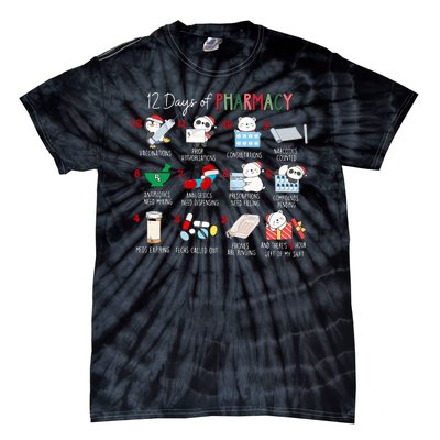 12 Days Of Pharmacy Christmas Pharmacist Tech Medication Tie-Dye T-Shirt