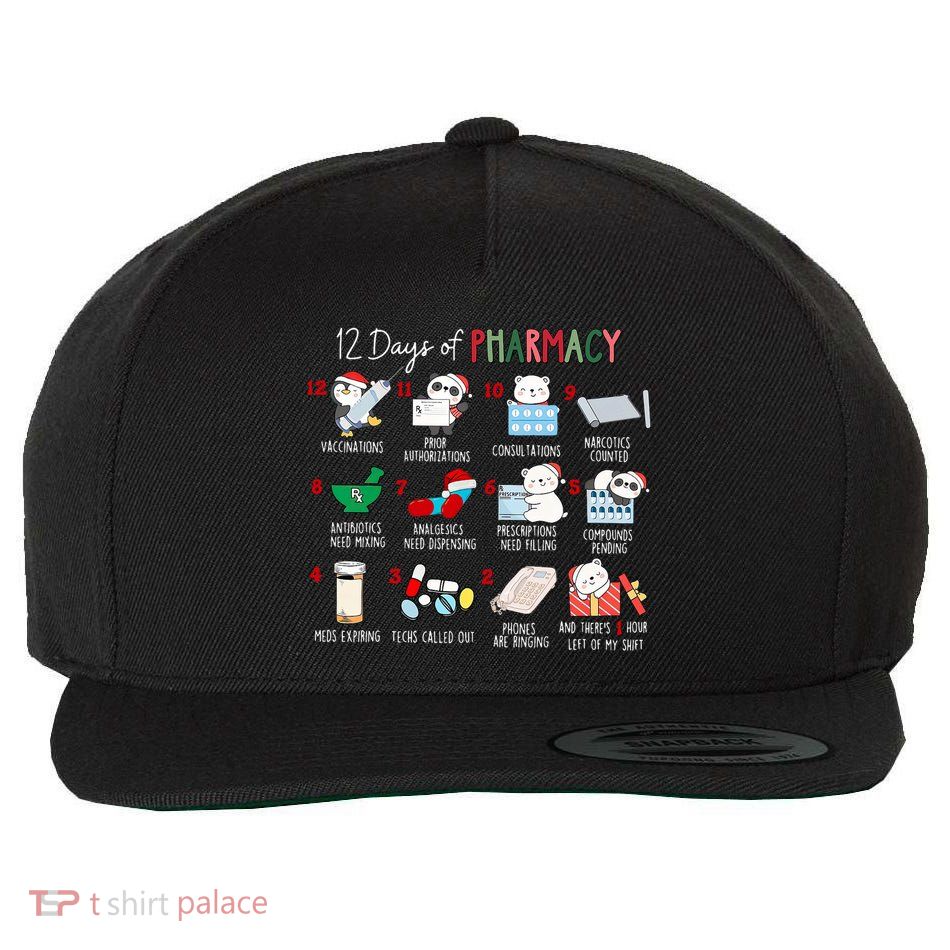 12 Days Of Pharmacy Christmas Pharmacist Tech Medication Wool Snapback Cap