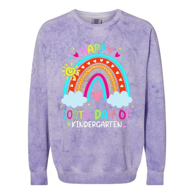 100th Day Of Kindergarten School Rainbow 100 Days Smarter Colorblast Crewneck Sweatshirt