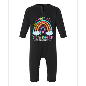 100th Day Of Kindergarten School Rainbow 100 Days Smarter Infant Fleece One Piece