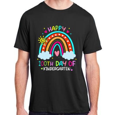 100th Day Of Kindergarten School Rainbow 100 Days Smarter Adult ChromaSoft Performance T-Shirt