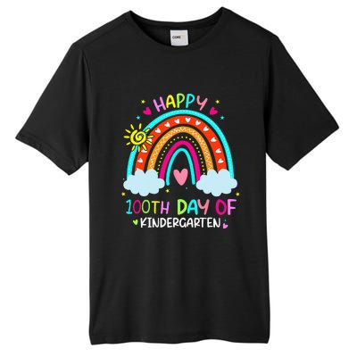 100th Day Of Kindergarten School Rainbow 100 Days Smarter Tall Fusion ChromaSoft Performance T-Shirt