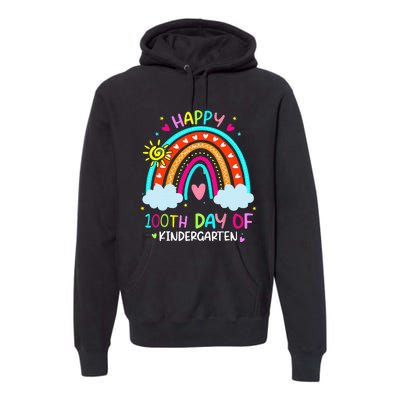 100th Day Of Kindergarten School Rainbow 100 Days Smarter Premium Hoodie