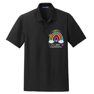 100th Day Of Kindergarten School Rainbow 100 Days Smarter Dry Zone Grid Polo