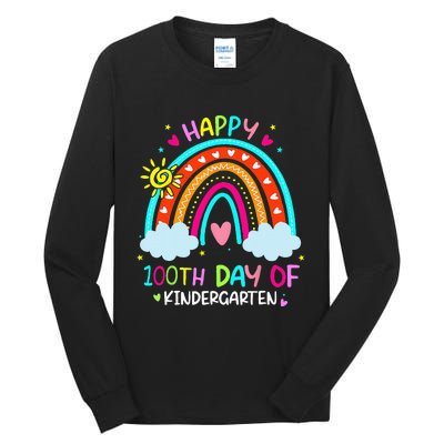 100th Day Of Kindergarten School Rainbow 100 Days Smarter Tall Long Sleeve T-Shirt