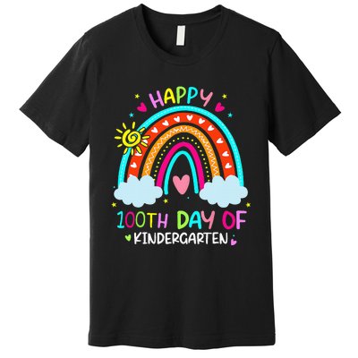 100th Day Of Kindergarten School Rainbow 100 Days Smarter Premium T-Shirt