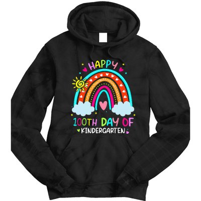 100th Day Of Kindergarten School Rainbow 100 Days Smarter Tie Dye Hoodie