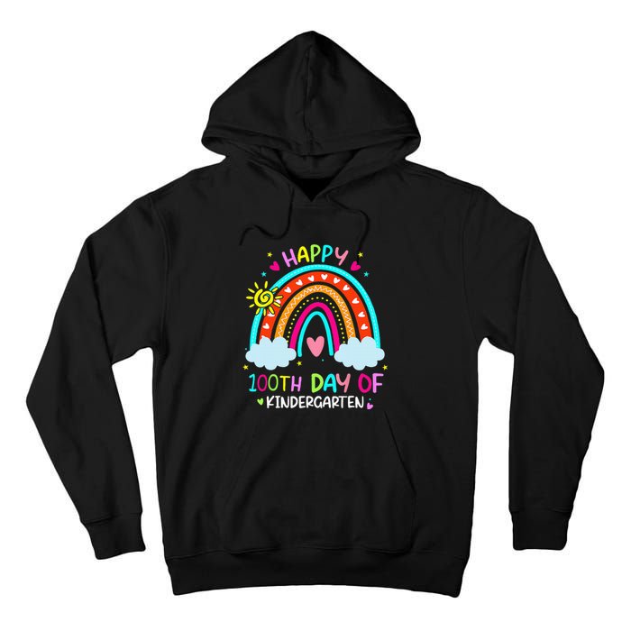 100th Day Of Kindergarten School Rainbow 100 Days Smarter Tall Hoodie