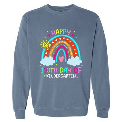 100th Day Of Kindergarten School Rainbow 100 Days Smarter Garment-Dyed Sweatshirt