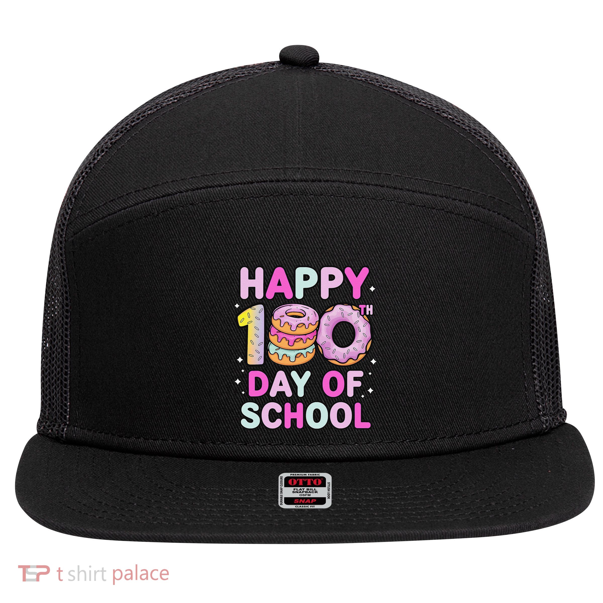 100 Days Of School Costume Teacher Student 100th Day 7 Panel Mesh Trucker Snapback Hat