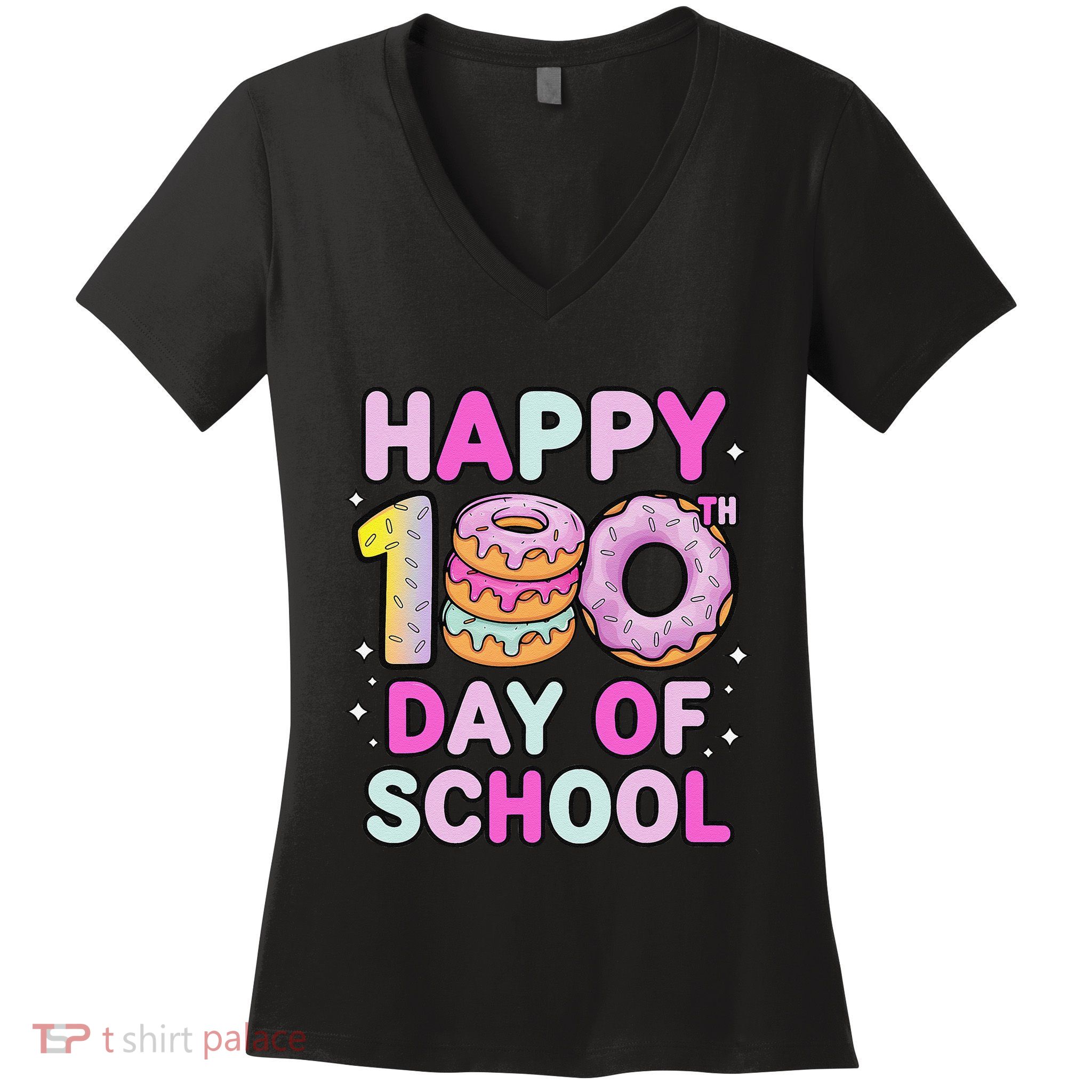 100 Days Of School Costume Teacher Student 100th Day Women's V-Neck T-Shirt