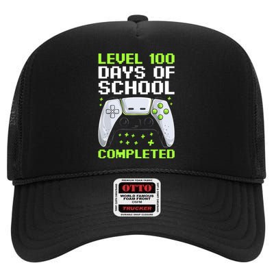 100 Days Of School Gamer High Crown Mesh Back Trucker Hat