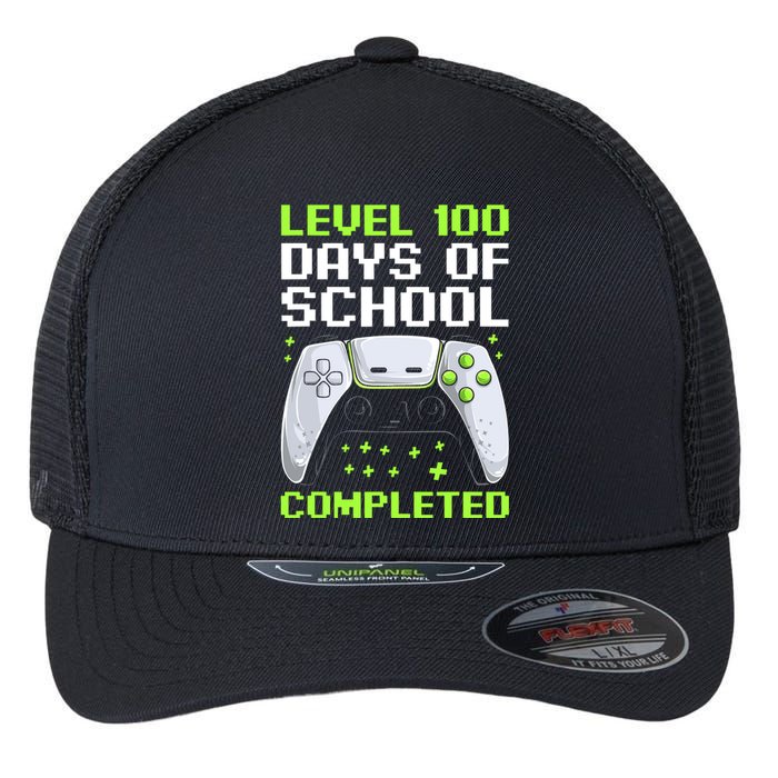 100 Days Of School Gamer Flexfit Unipanel Trucker Cap