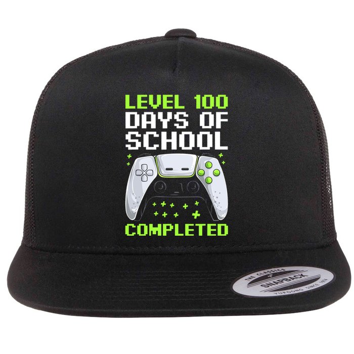 100 Days Of School Gamer Flat Bill Trucker Hat