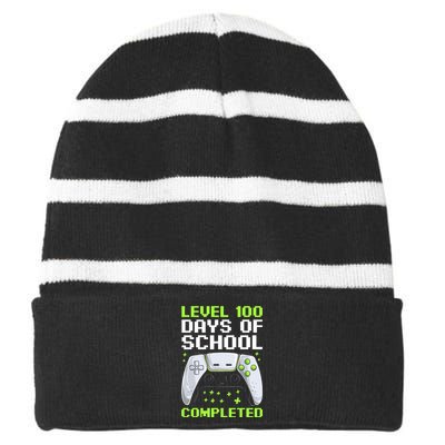 100 Days Of School Gamer Striped Beanie with Solid Band