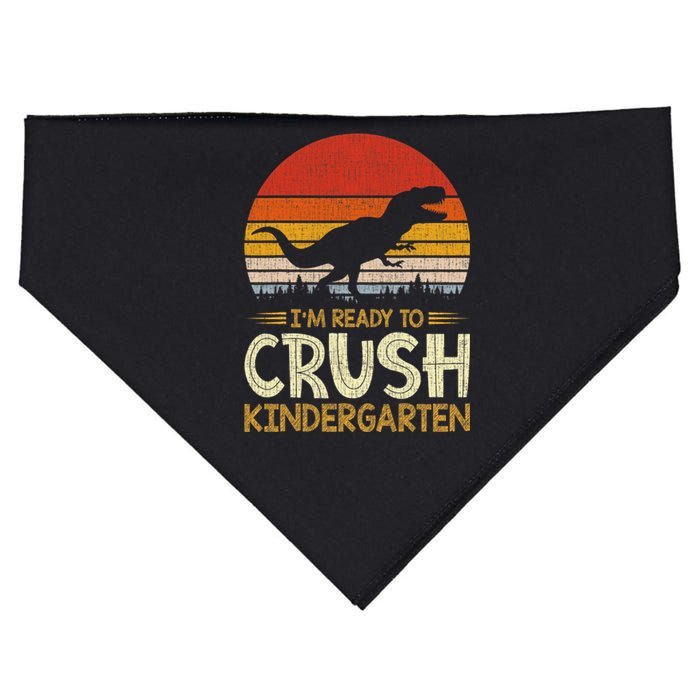 1st Day Of Kindergarten Im Ready To Crush Dinosaur Boy USA-Made Doggie Bandana