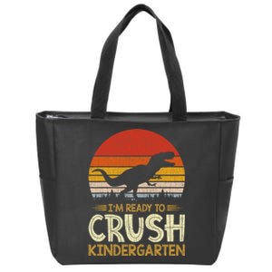 1st Day Of Kindergarten Im Ready To Crush Dinosaur Boy Zip Tote Bag