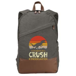 1st Day Of Kindergarten Im Ready To Crush Dinosaur Boy Cotton Canvas Backpack