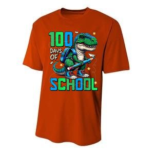 100 Days Of School Trex 100 Days Smarter 100th Day Of School Performance Sprint T-Shirt