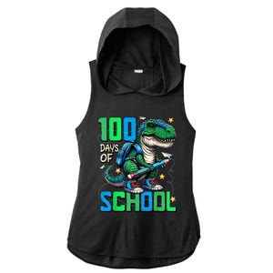 100 Days Of School Trex 100 Days Smarter 100th Day Of School Ladies PosiCharge Tri-Blend Wicking Draft Hoodie Tank