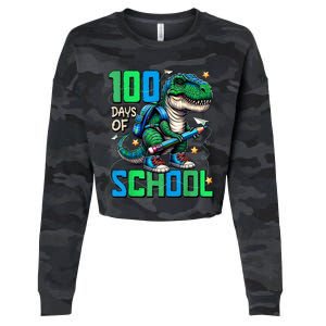 100 Days Of School Trex 100 Days Smarter 100th Day Of School Cropped Pullover Crew