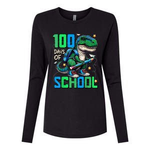 100 Days Of School Trex 100 Days Smarter 100th Day Of School Womens Cotton Relaxed Long Sleeve T-Shirt