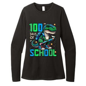 100 Days Of School Trex 100 Days Smarter 100th Day Of School Womens CVC Long Sleeve Shirt