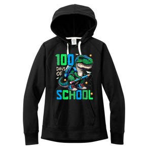 100 Days Of School Trex 100 Days Smarter 100th Day Of School Women's Fleece Hoodie